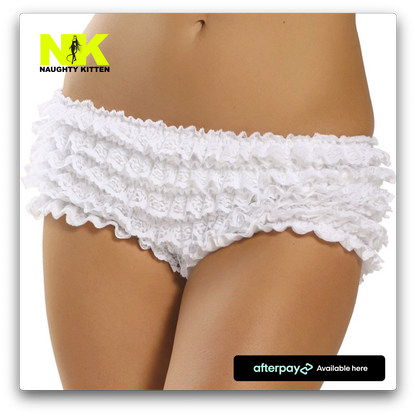 Naughty Kitten Accessories Ruffle Short - 3 Colours White Front View