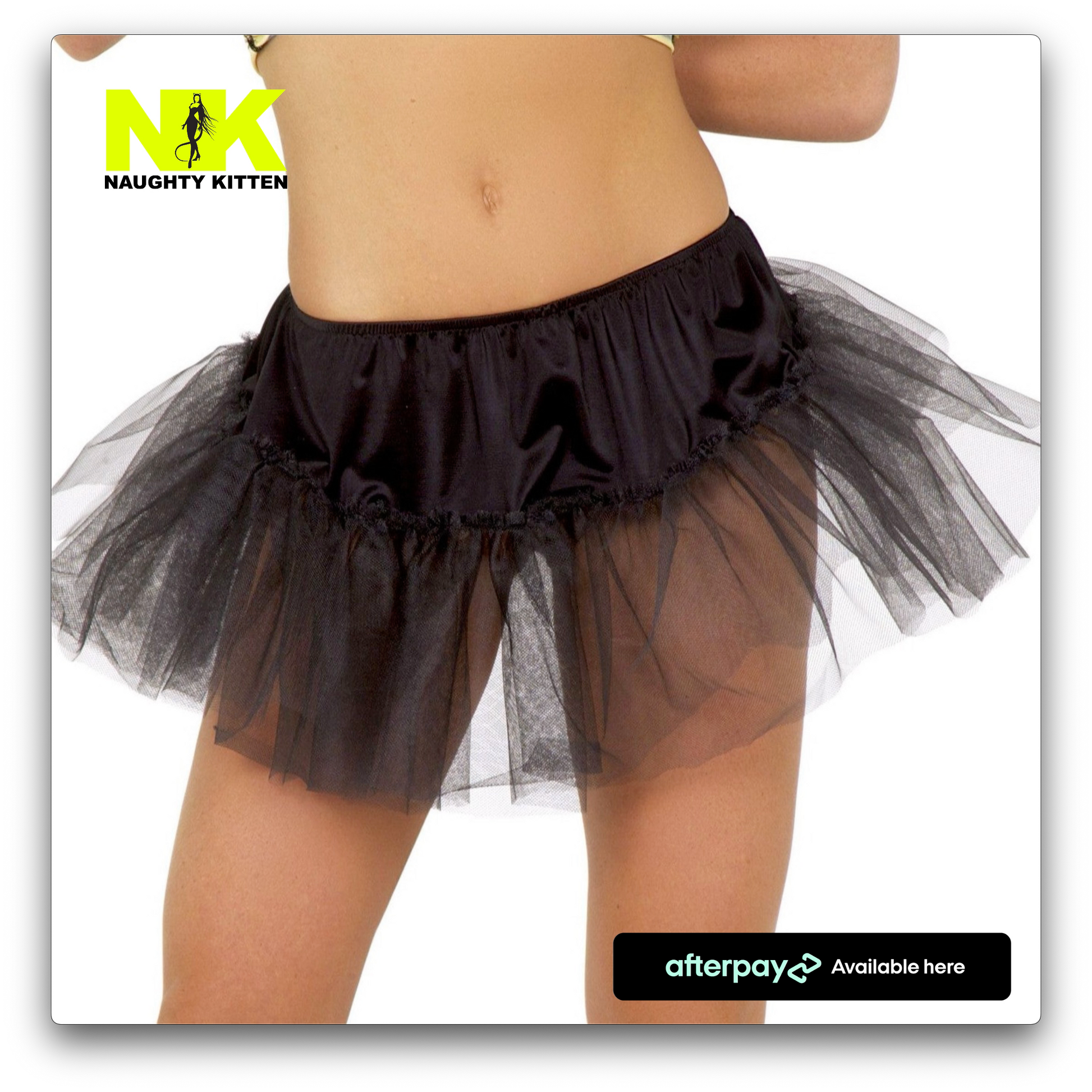 Naughty Kitten Accessories Trimless Petticoat Black Front View
