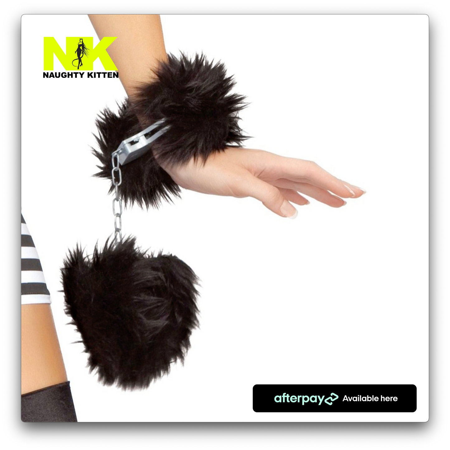 Naughty Kitten Accessories Fur Trimmed Handcuffs Front View