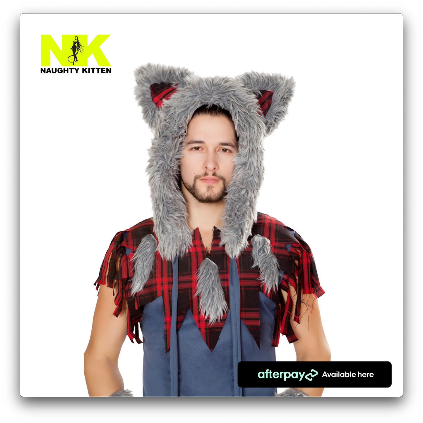 Naughty Kitten Accessories Wolf Hoodie Front View
