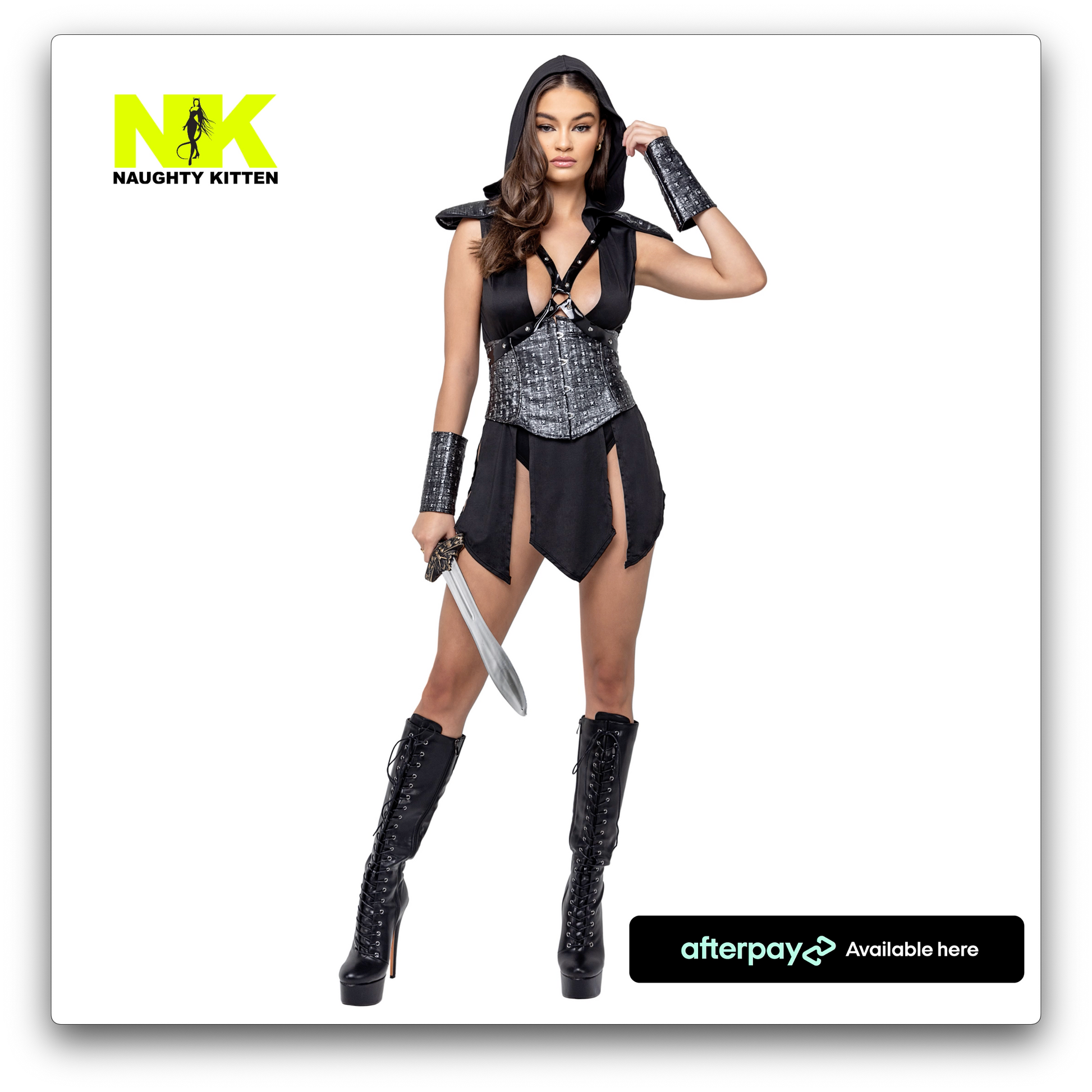 Dungeon Mistress Costume Front View - Naughty Kitten Clothing Halloween Costume
