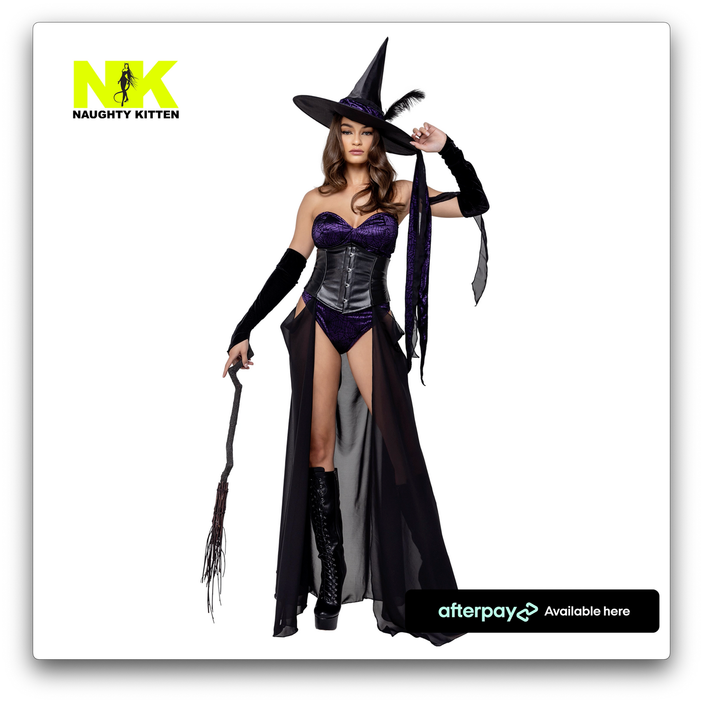 Naughty Kitten Clothing Dark Spell Seductress Costume Front View Halloween Costume