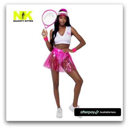 Naughty Kitten Clothing Tennis Court Hottie Costume Front View Halloween Costume Barbie 