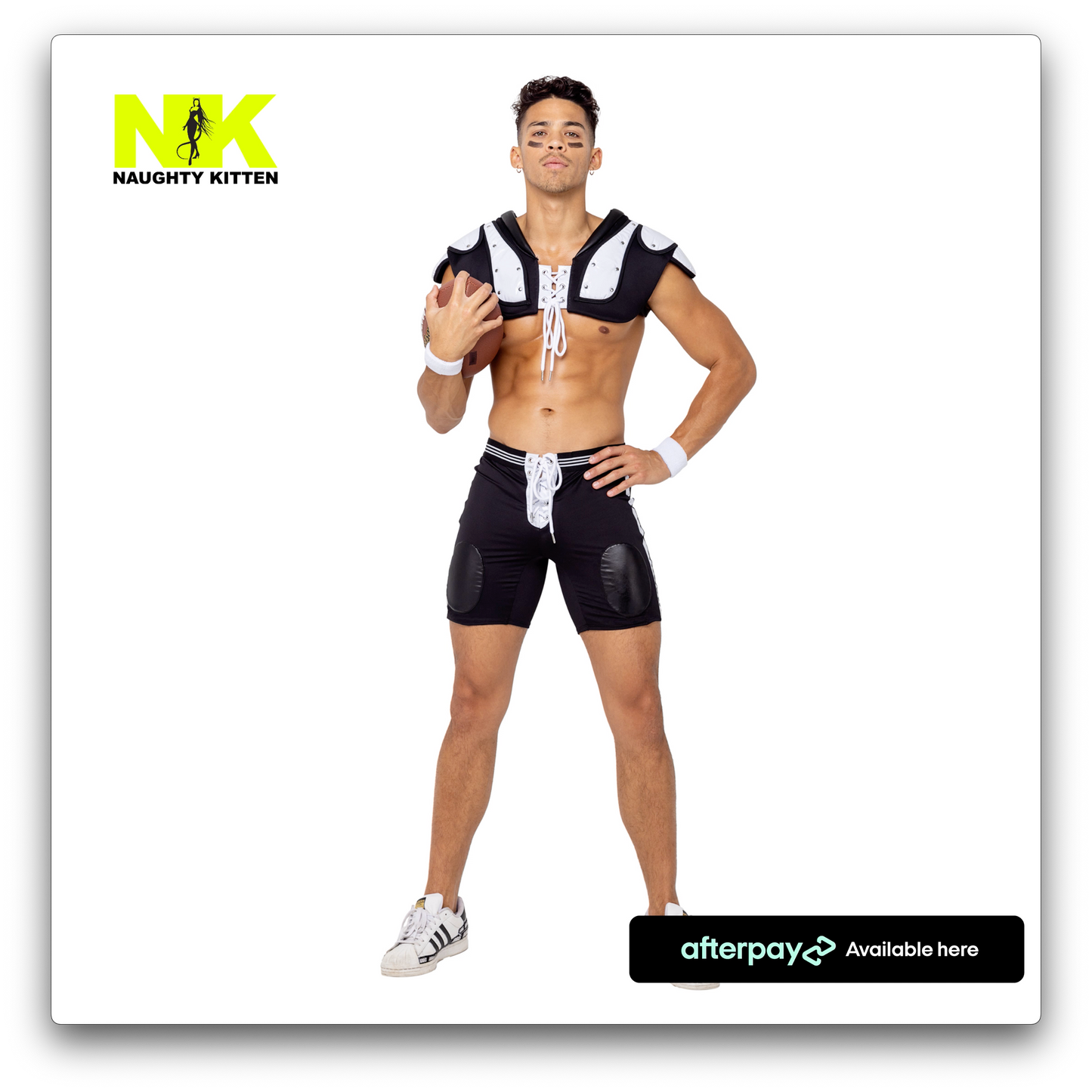 Naughty Kitten Clothing Men’s Football Touchdown Hunk Costume Front View Halloween Couples Costume