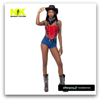 Naughty Kitten Clothing Western Cowgirl Costume Front View Halloween Costume