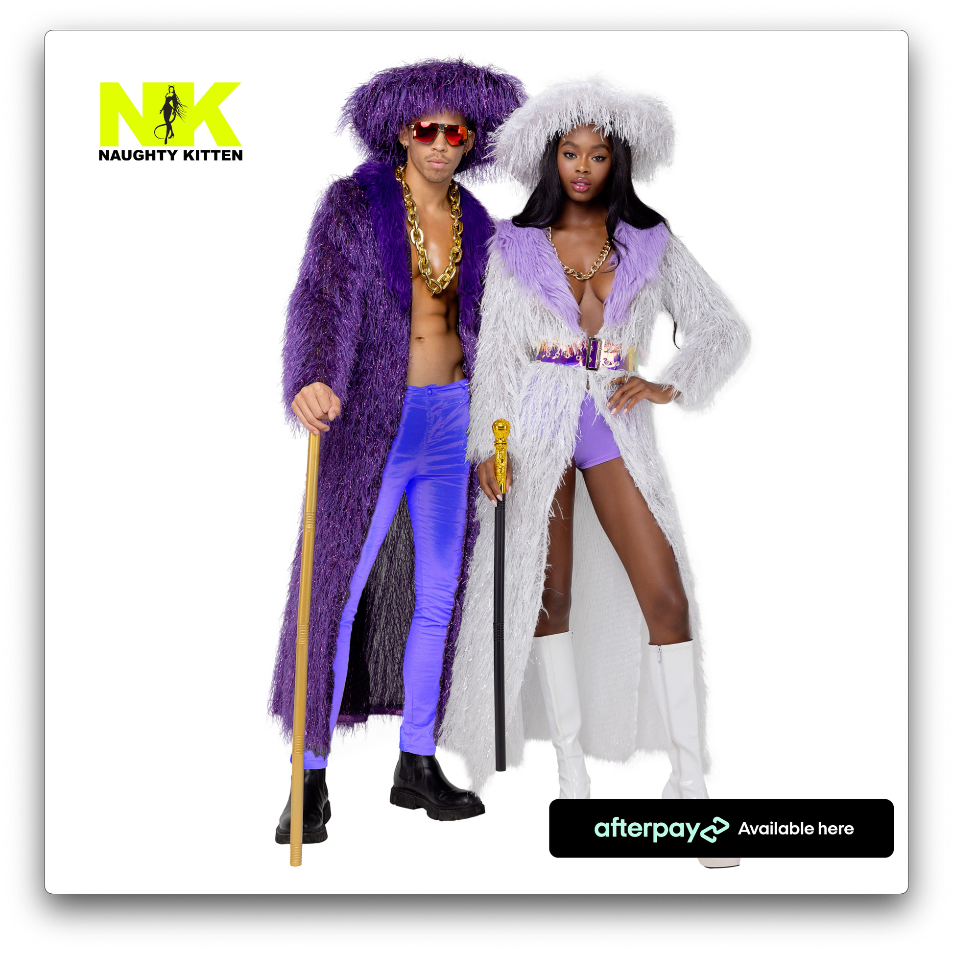 Naughty Kitten Clothing Men’s High-Roller Pimp Costume Front View Halloween Couples Costume