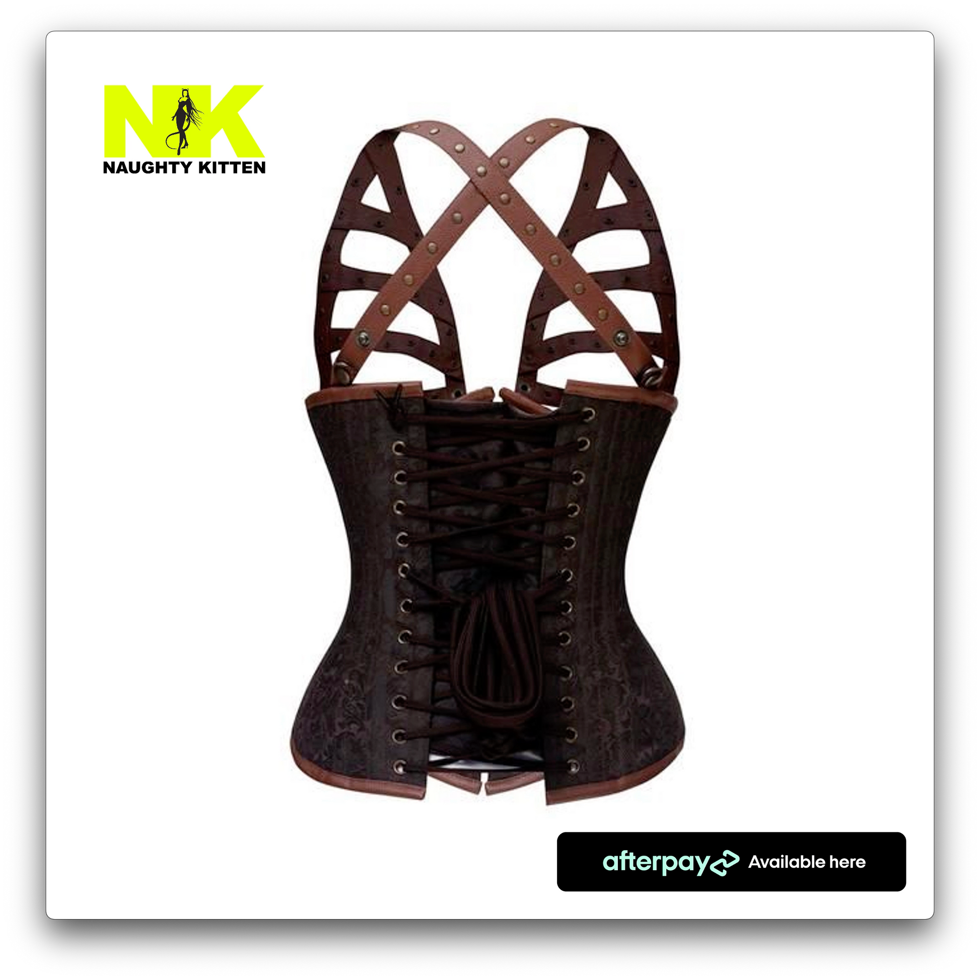 Chastity Steampunk Deluxe Corset Back Rear View - Naughty Kitten Clothing