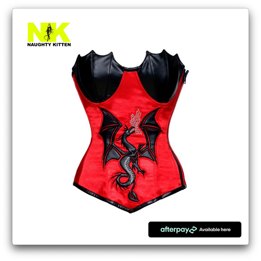 Naughty Kitten Clothing Ashen Deluxe Dragon Corset Front View