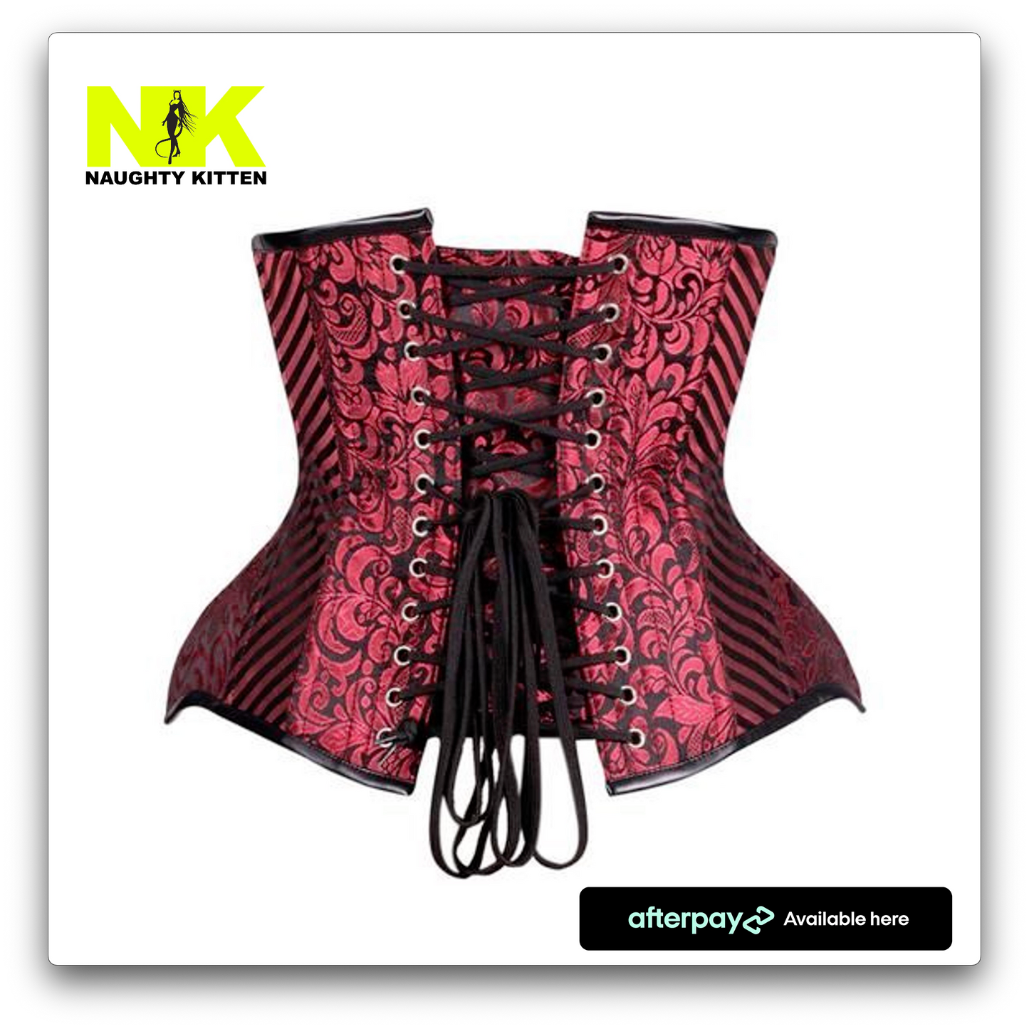 Naughty Kitten Clothing Raquel Deluxe Under Bust Corset Rear Back View Front View
