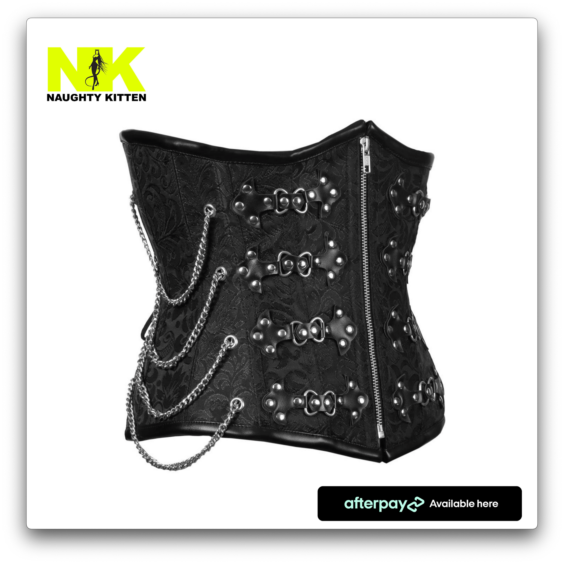 Bianca Gothic Under Bust Corset Side View - Naughty Kitten Clothing