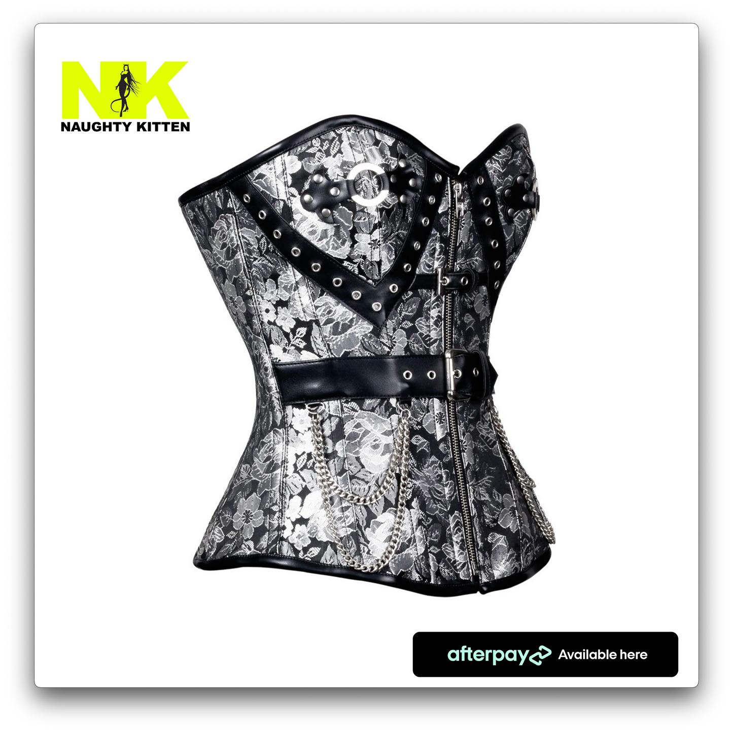 Naughty Kitten Clothing Anika Gothic Floral Corset Side View