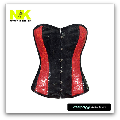 Naughty Kitten Clothing Piper Sequin Panel Corset Front View