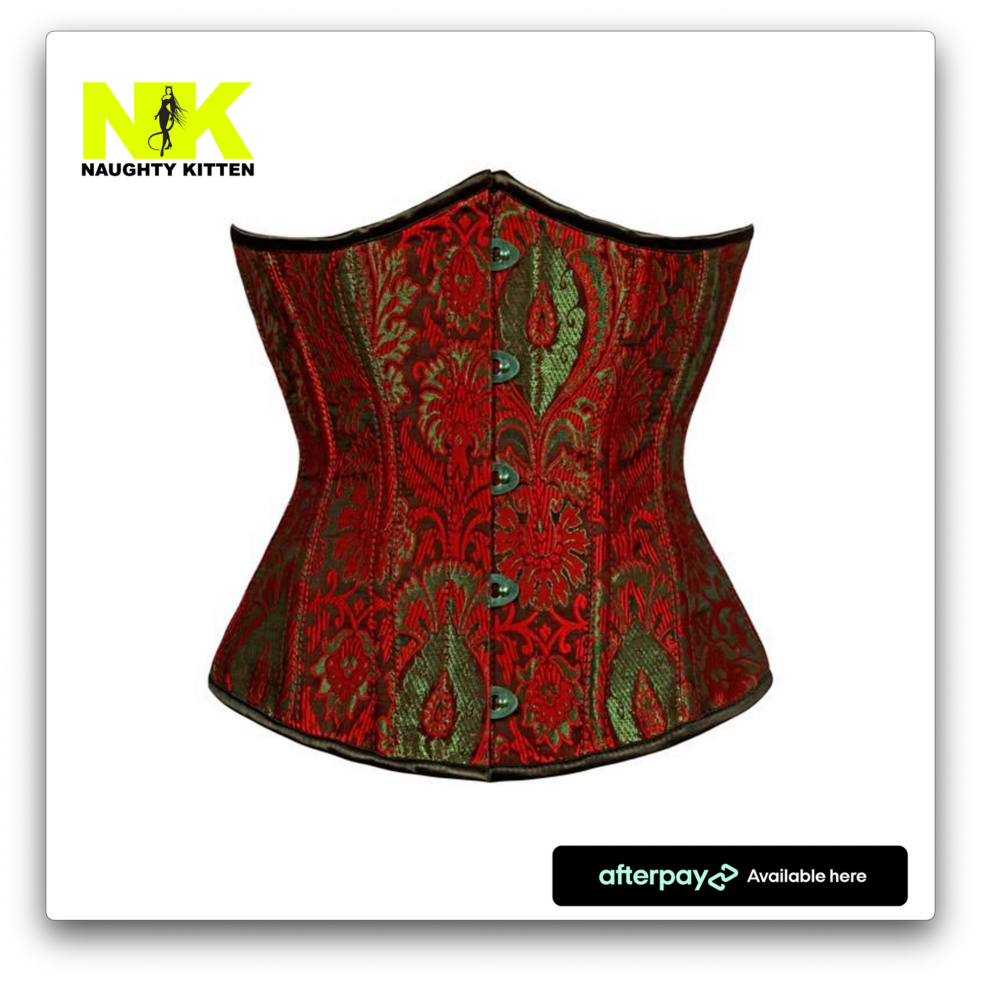 Naughty Kitten Clothing Lucille Brocade Embroidered Under-Bust Corset Front view