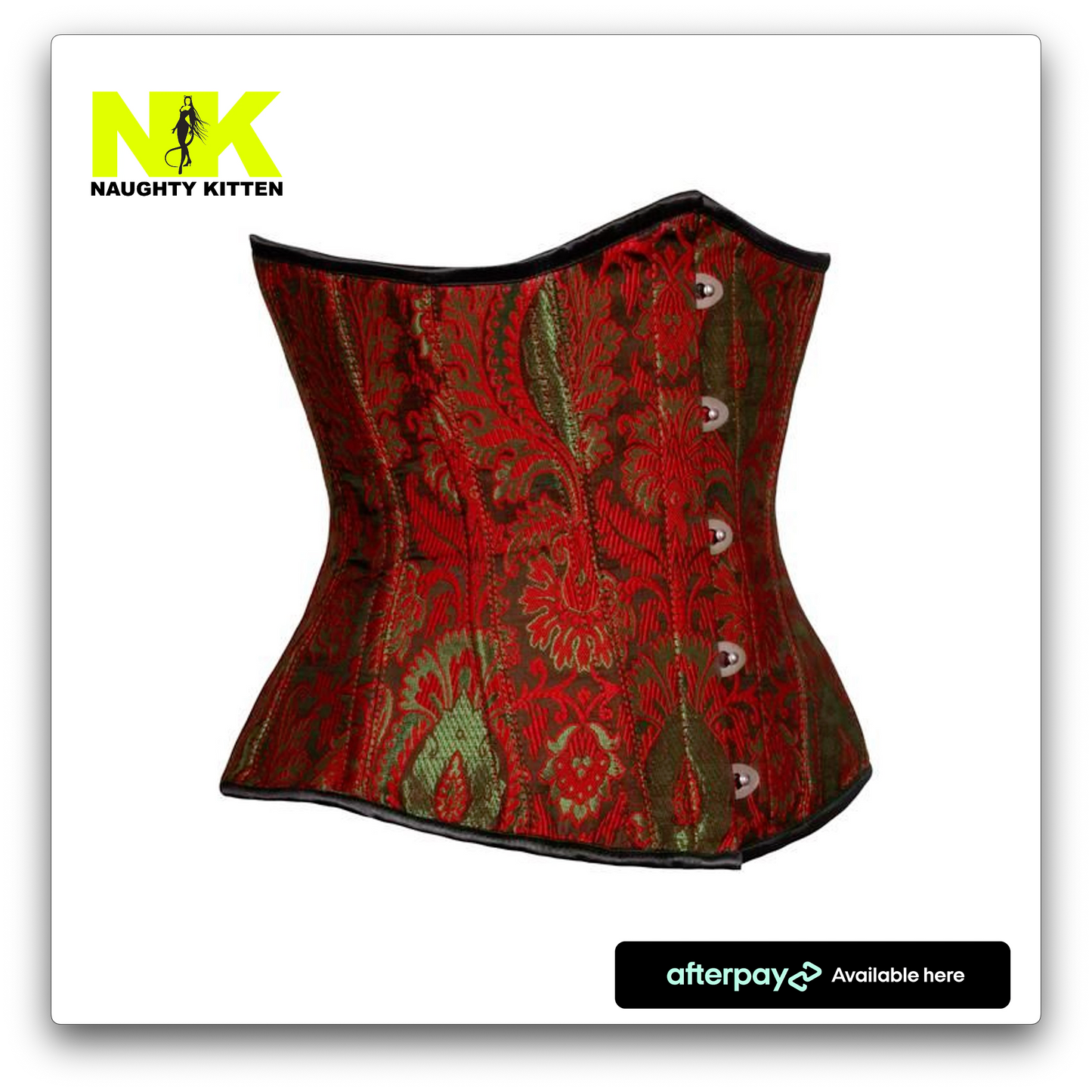 Naughty Kitten Clothing Lucille Brocade Embroidered Under-Bust Corset Side view