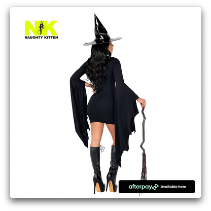 Naughty Kitten Clothing Midnight Coven Witch Costume Back Rear View Halloween Costume