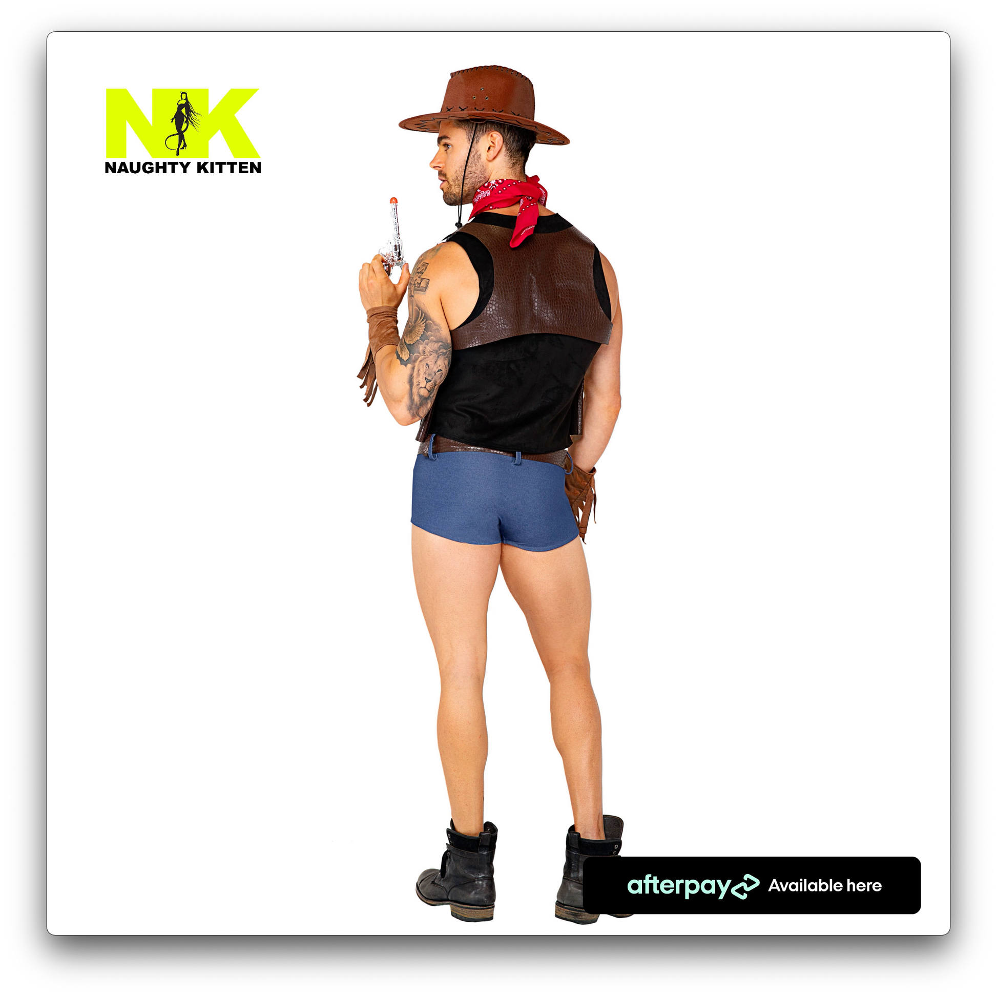 Naughty Kitten Clothing Showdown Cowboy Costume Back Rear View Halloween Costume