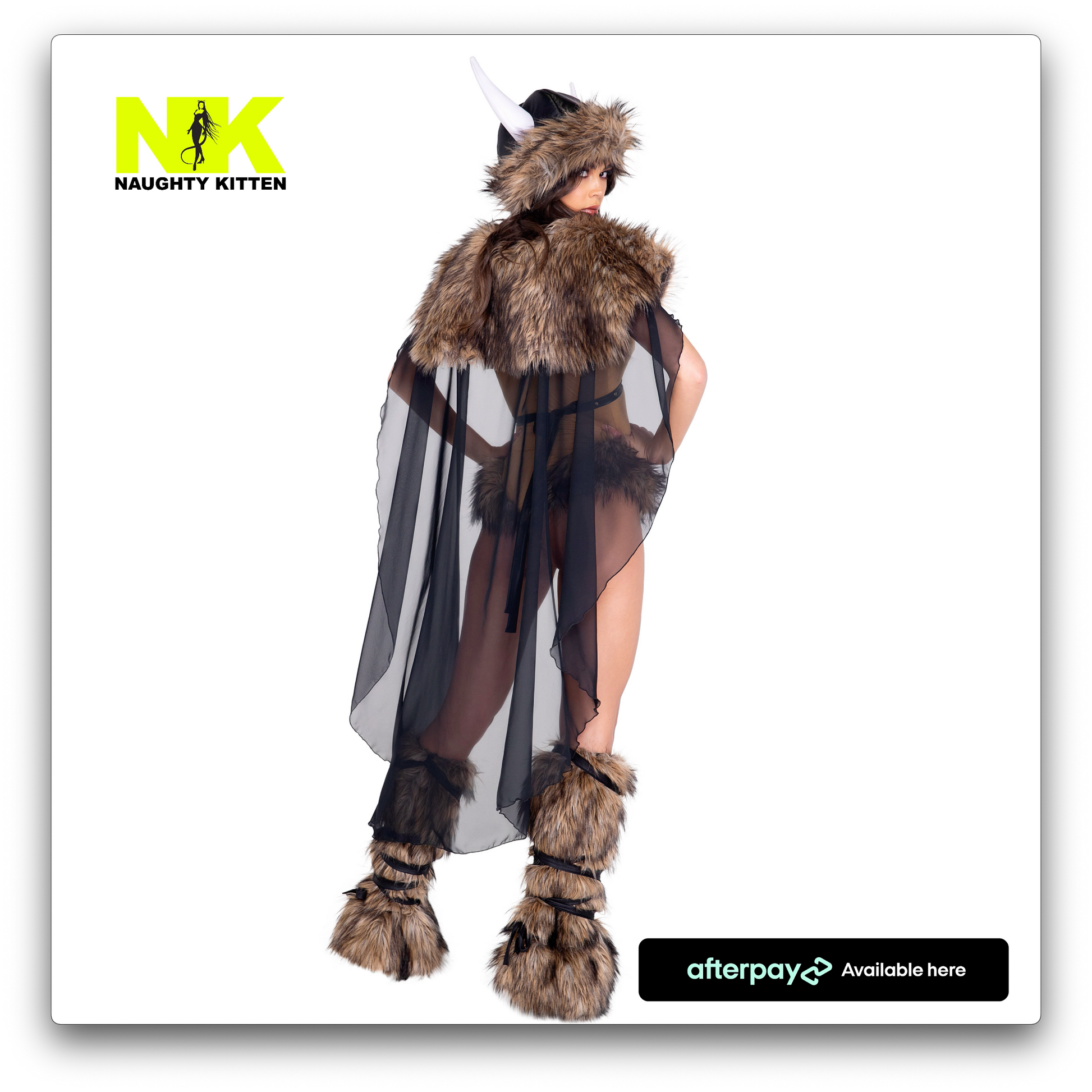Naughty Kitten Clothing Medieval Viking Costume Back View Halloween Costume