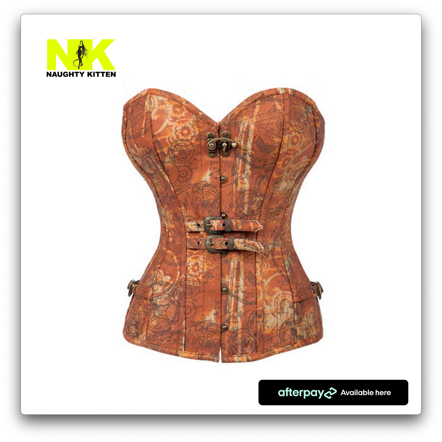 Bianca Steampunk Corset Front View - Naughty Kitten Clothing