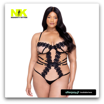 Naughty Kitten Clothing Ebony Rose Teddy Front View Plus Size Lingerie