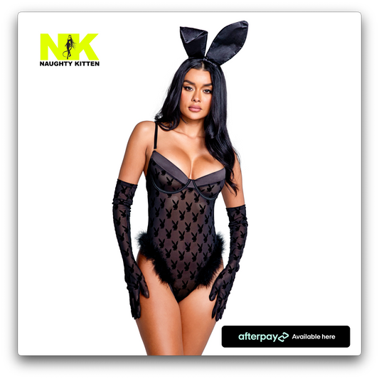 Naughty Kitten Clothing Playboy Bunny Noir Teddy Front View Playboy Lingerie
