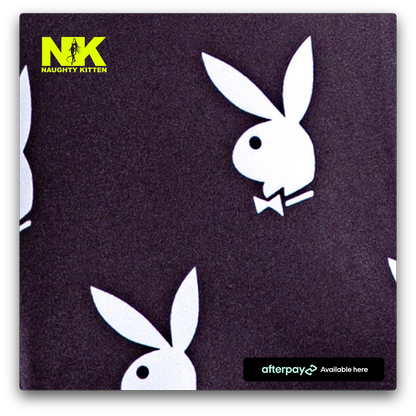 Naughty Kitten Clothing Playboy Slumber Bunny Romper - Black/White Close Up View Playboy Lingerie