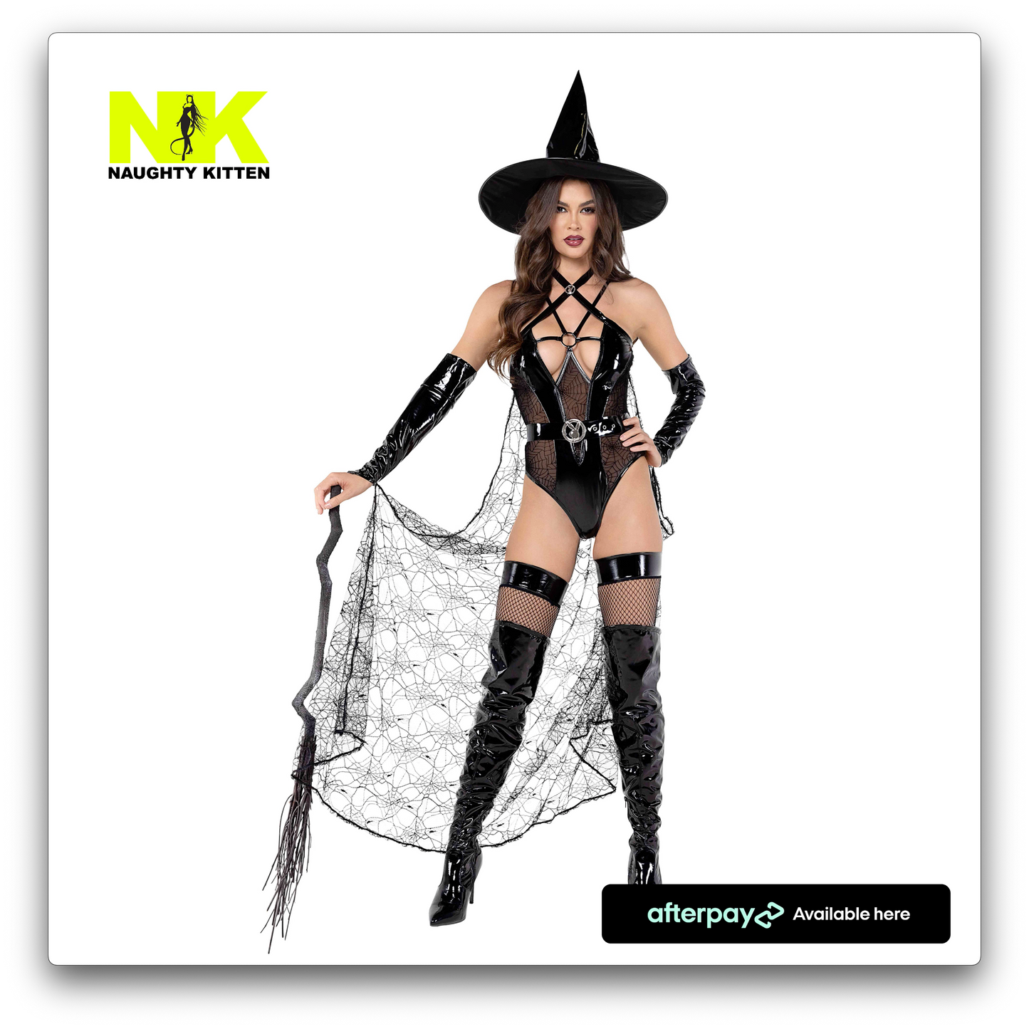 Naughty Kitten Clothing 3pc Playboy Wicked Witch Front View Playboy Costume