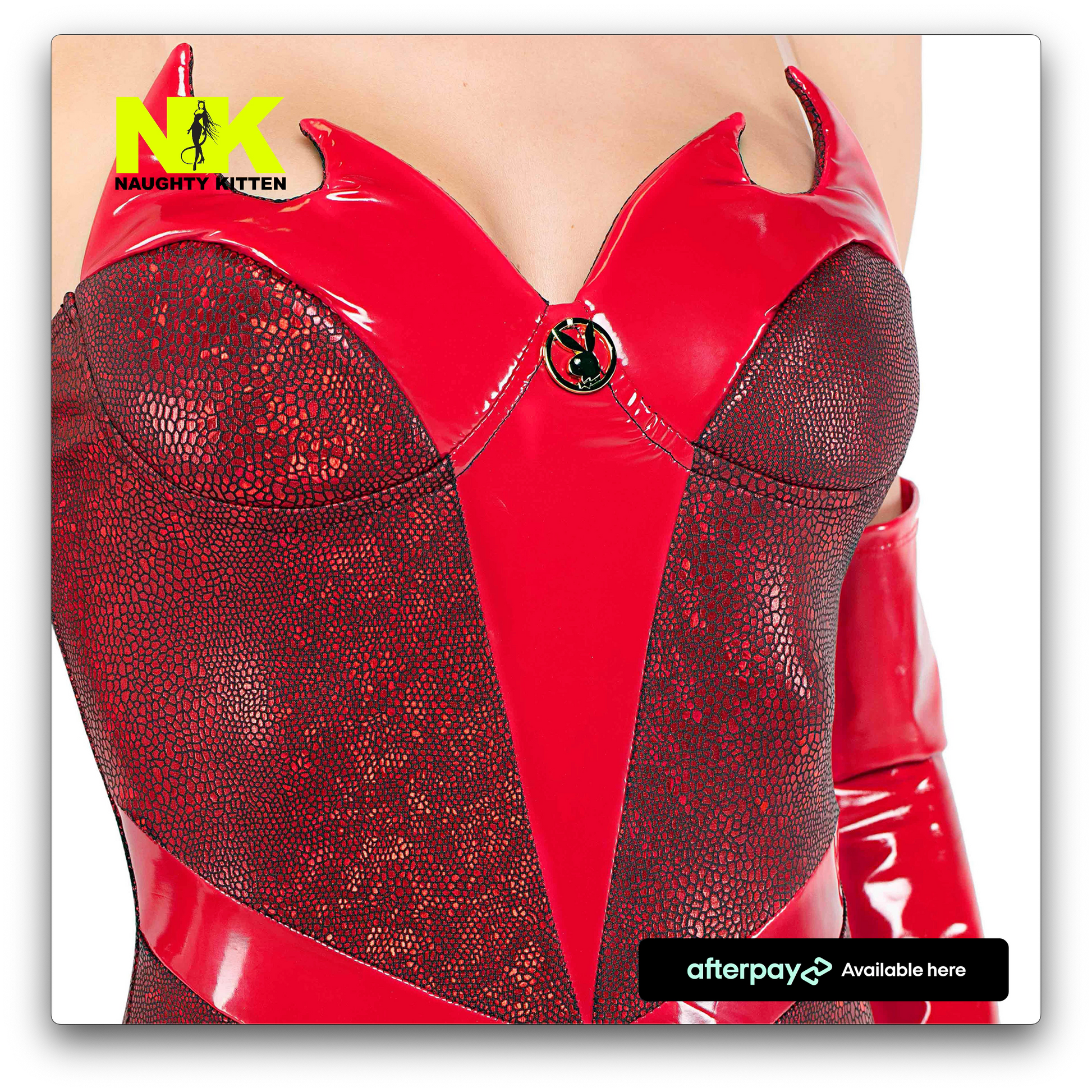 Naughty Kitten Clothing 3pc Playboy Devilicious Front View Playboy Costume