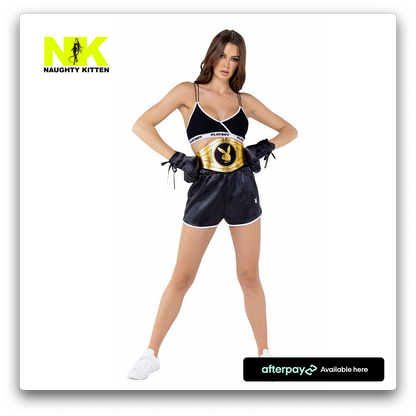 Naughty Kitten Clothing Playboy Knock-Out Boxer Costume Front View Playboy Costume