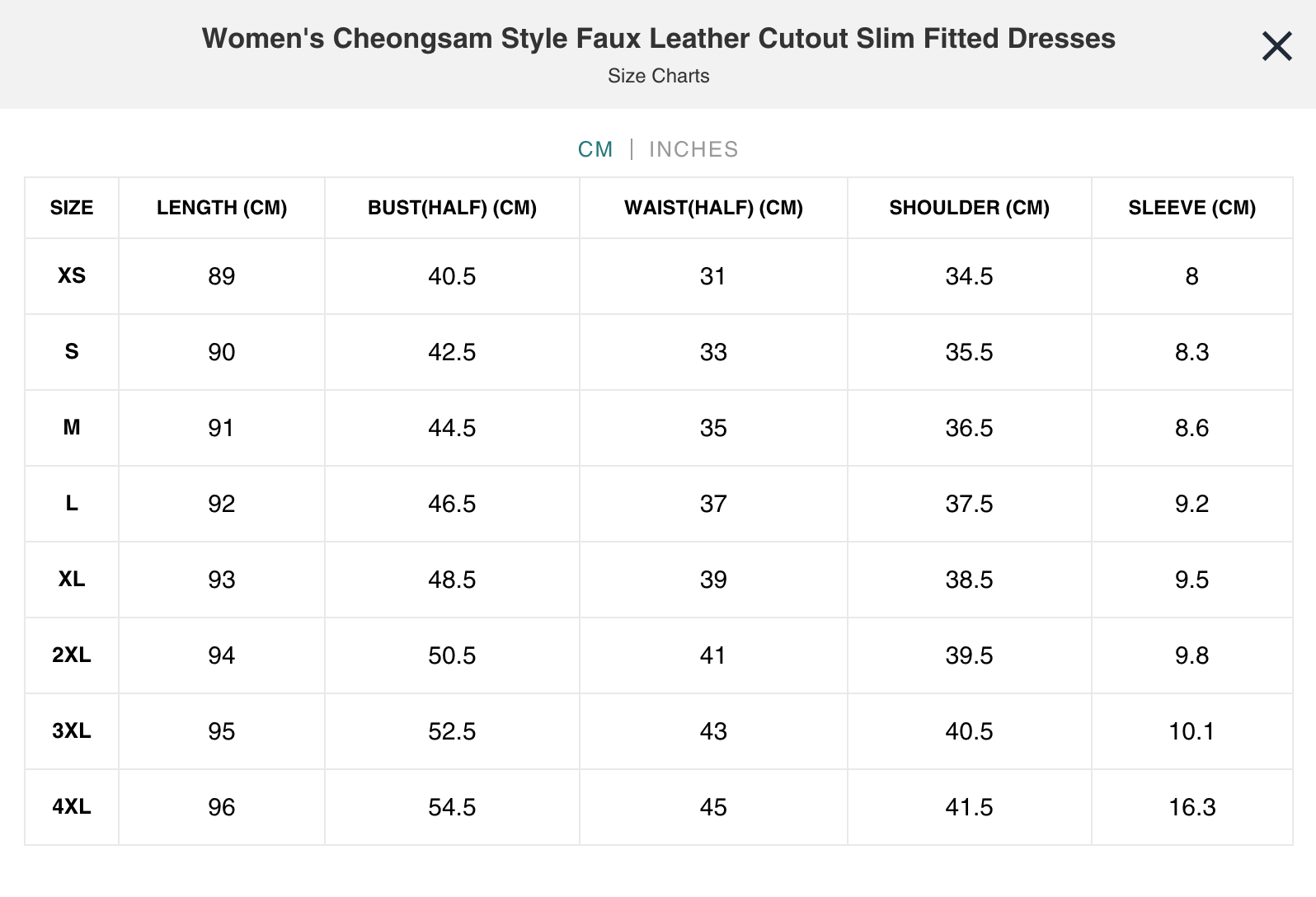 Naughty Kitten Clothing Size Chart Centimetres 