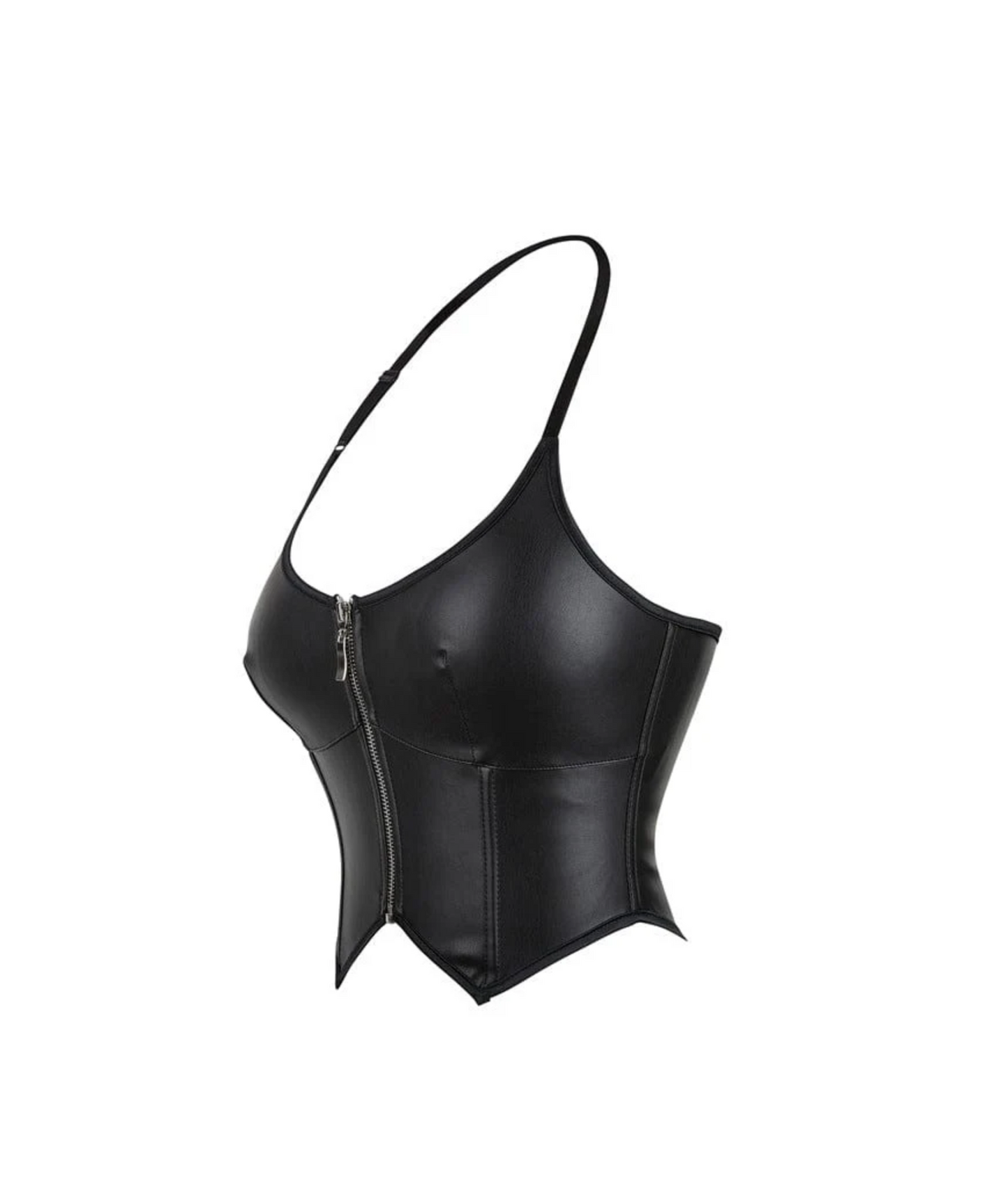 Naughty Kitten Clothing Punk Zipper Halter Bustier Side View Alternative Gothic Clothing