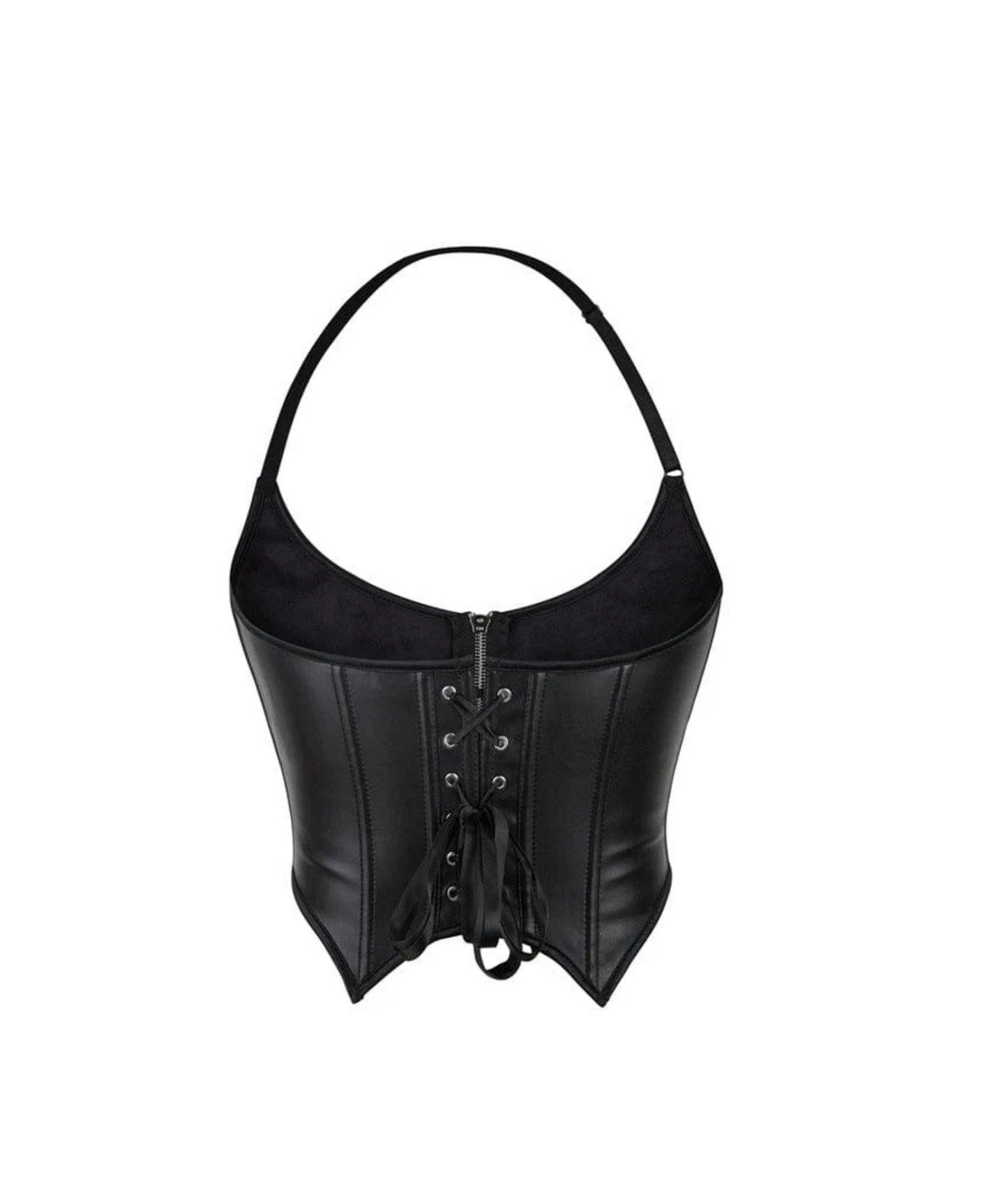 Naughty Kitten Clothing Punk Zipper Halter Bustier Rear View Alternative Gothic Clothing