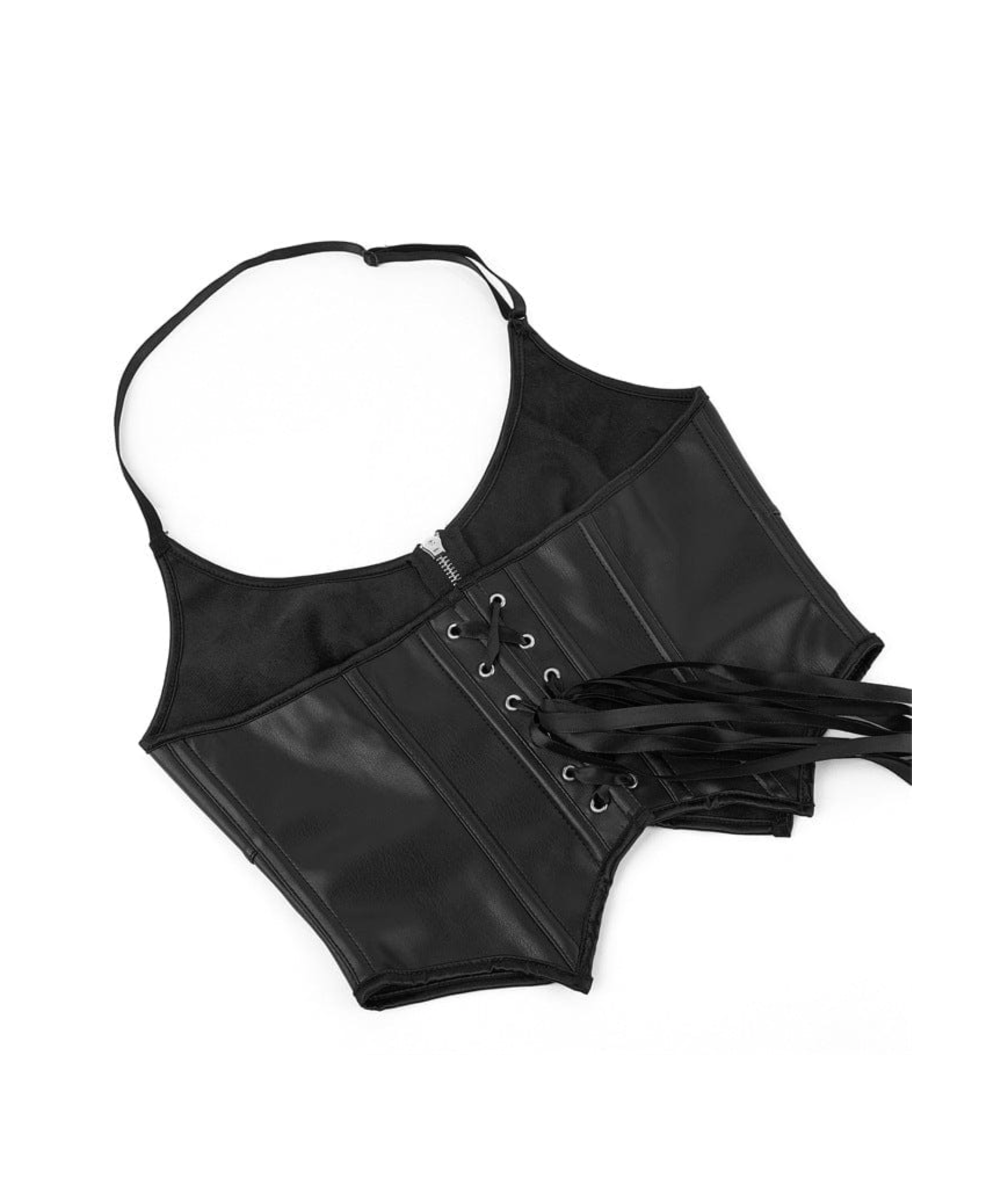 Naughty Kitten Clothing Punk Zipper Halter Bustier Rear View Alternative Gothic Clothing