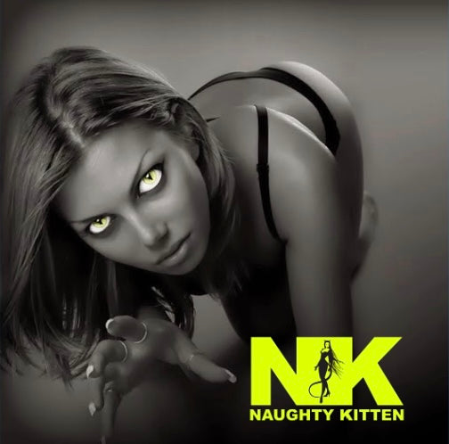 Naughty Kitten Clothing Logo and image of woman 