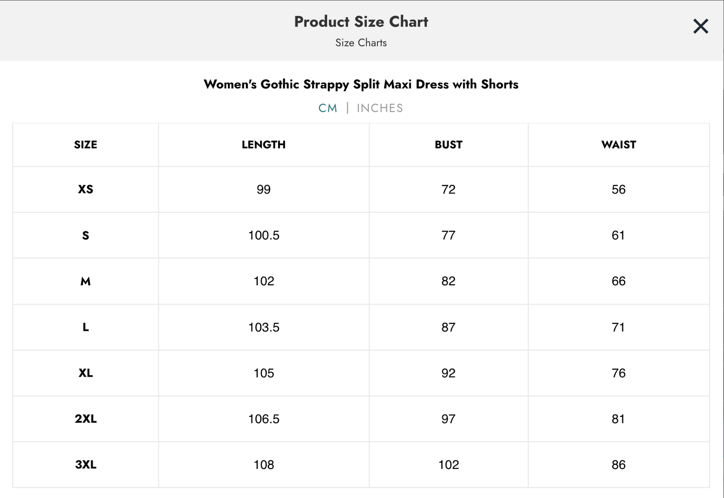 Naughty Kitten Clothing Devil Fashion Size Chart Centimetres