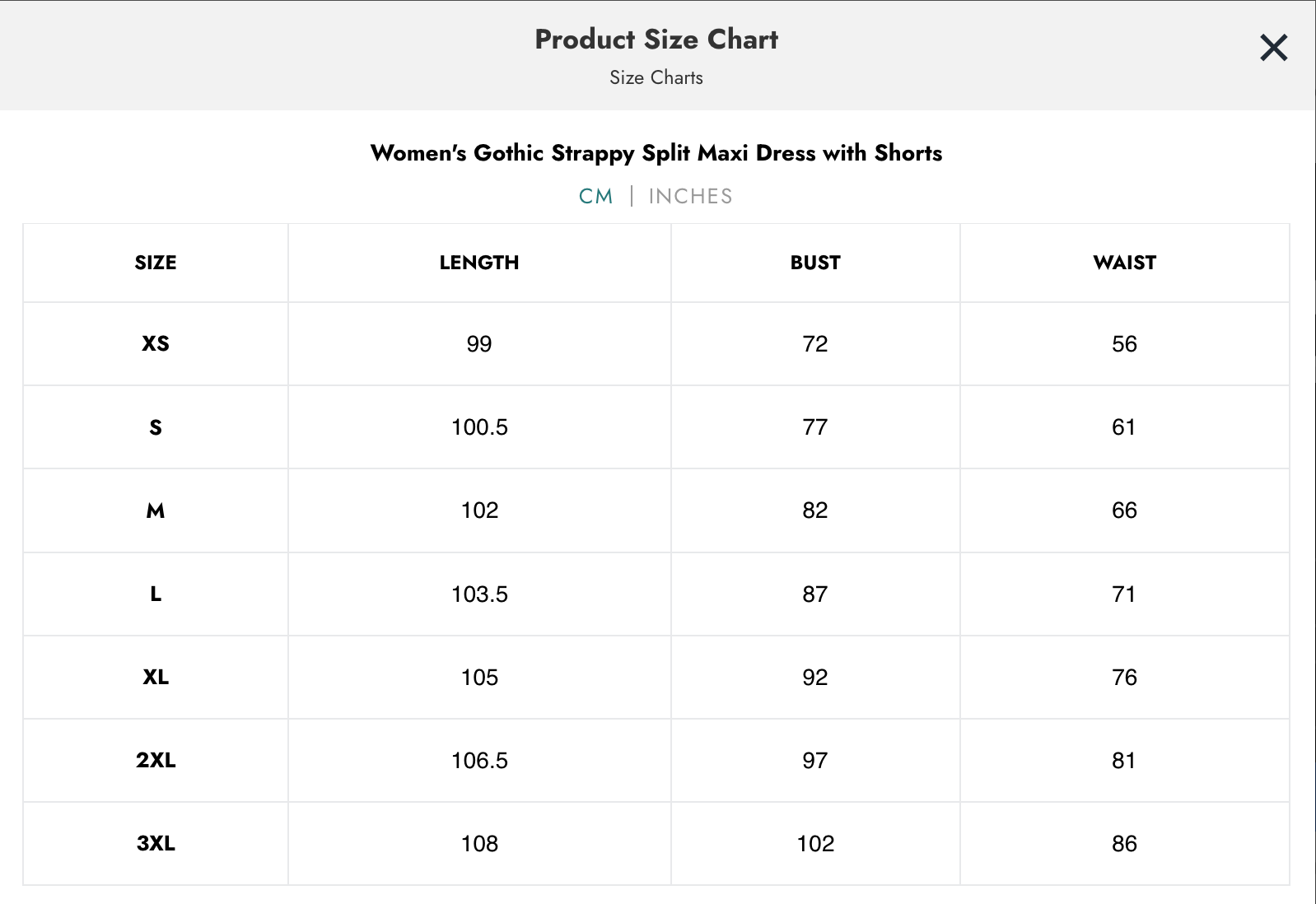 Naughty Kitten Clothing Devil Fashion Size Chart Centimetres