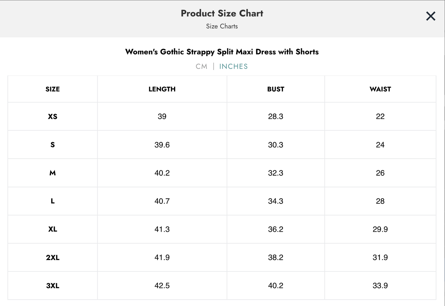 Naughty Kitten Clothing Devil Fashion Size Chart Inches