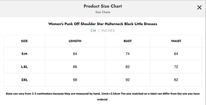 Naughty Kitten Clothing Dark In Love Women's Size Chart Centimetres