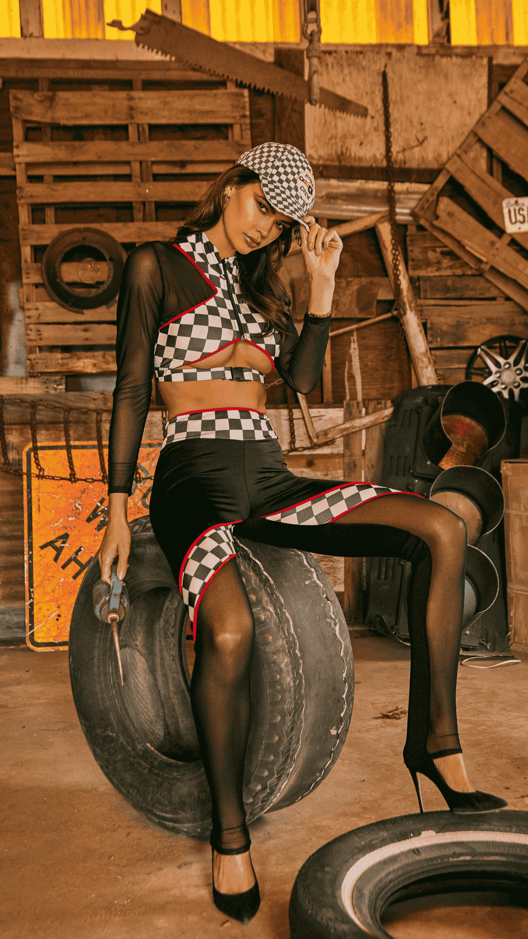 Naughty Kitten Clothing Sexy Race Car Driver Front View Halloween Costume