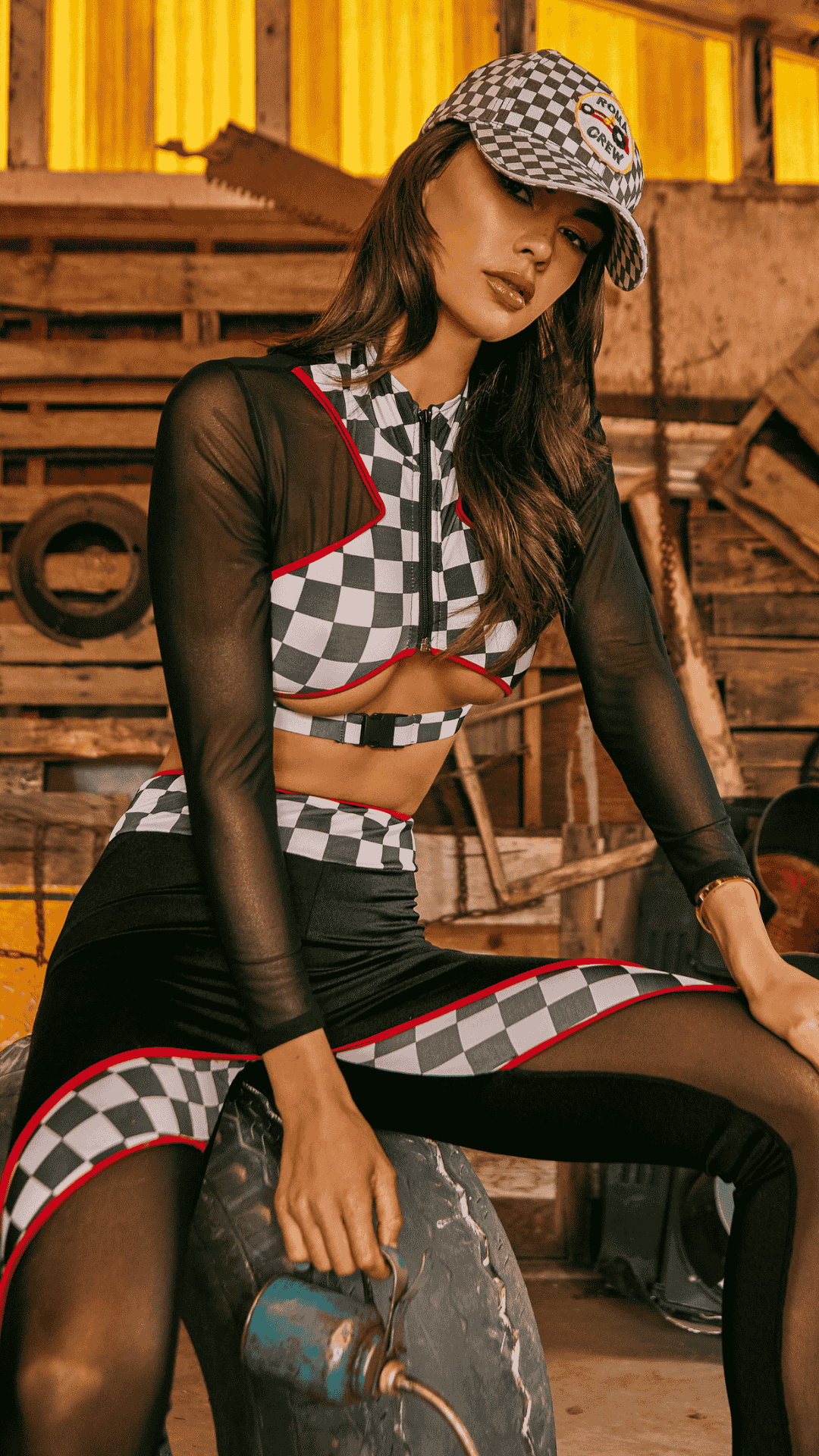 Naughty Kitten Clothing Sexy Race Car Driver Front View Halloween Costume