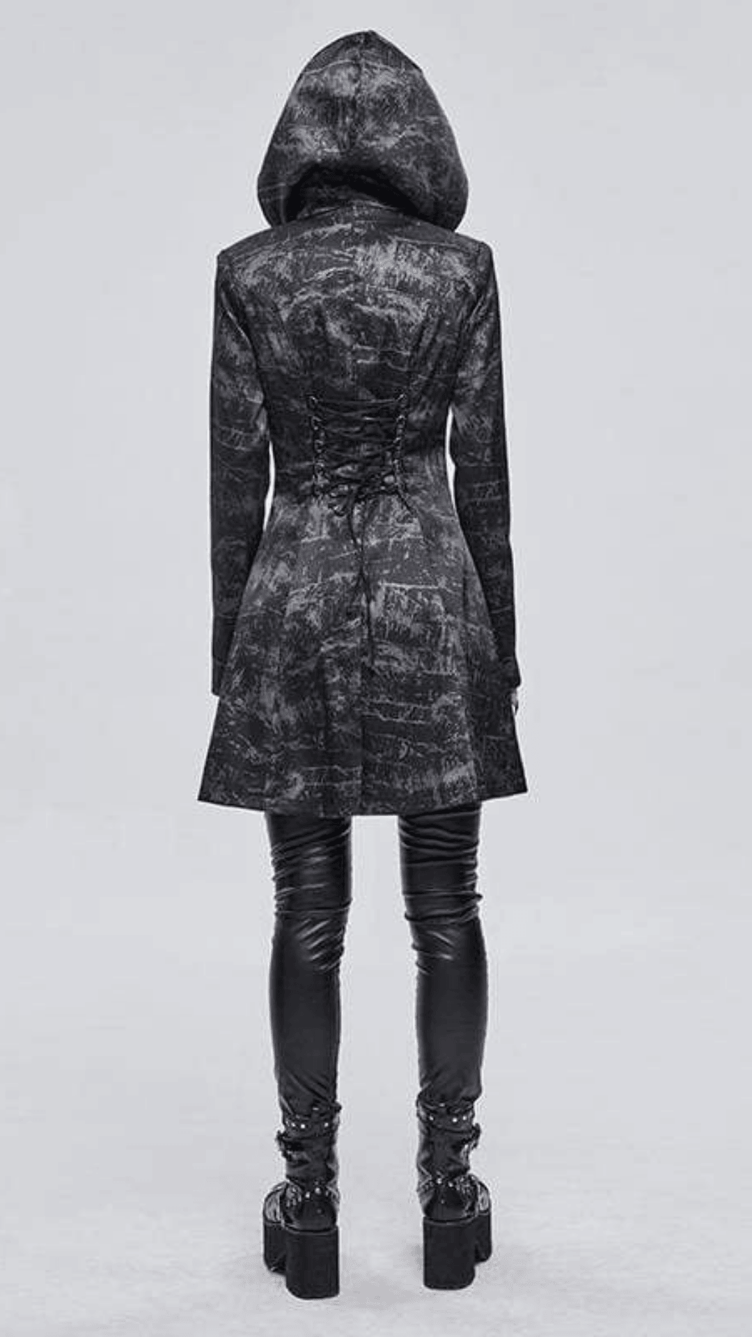 Naughty Kitten Clothing Shadow Hex Hooded Coat Rear View Women's Alternative Gothic Coat