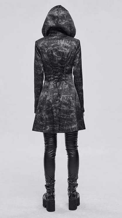 Naughty Kitten Clothing Shadow Hex Hooded Coat Rear View Women's Alternative Gothic Coat