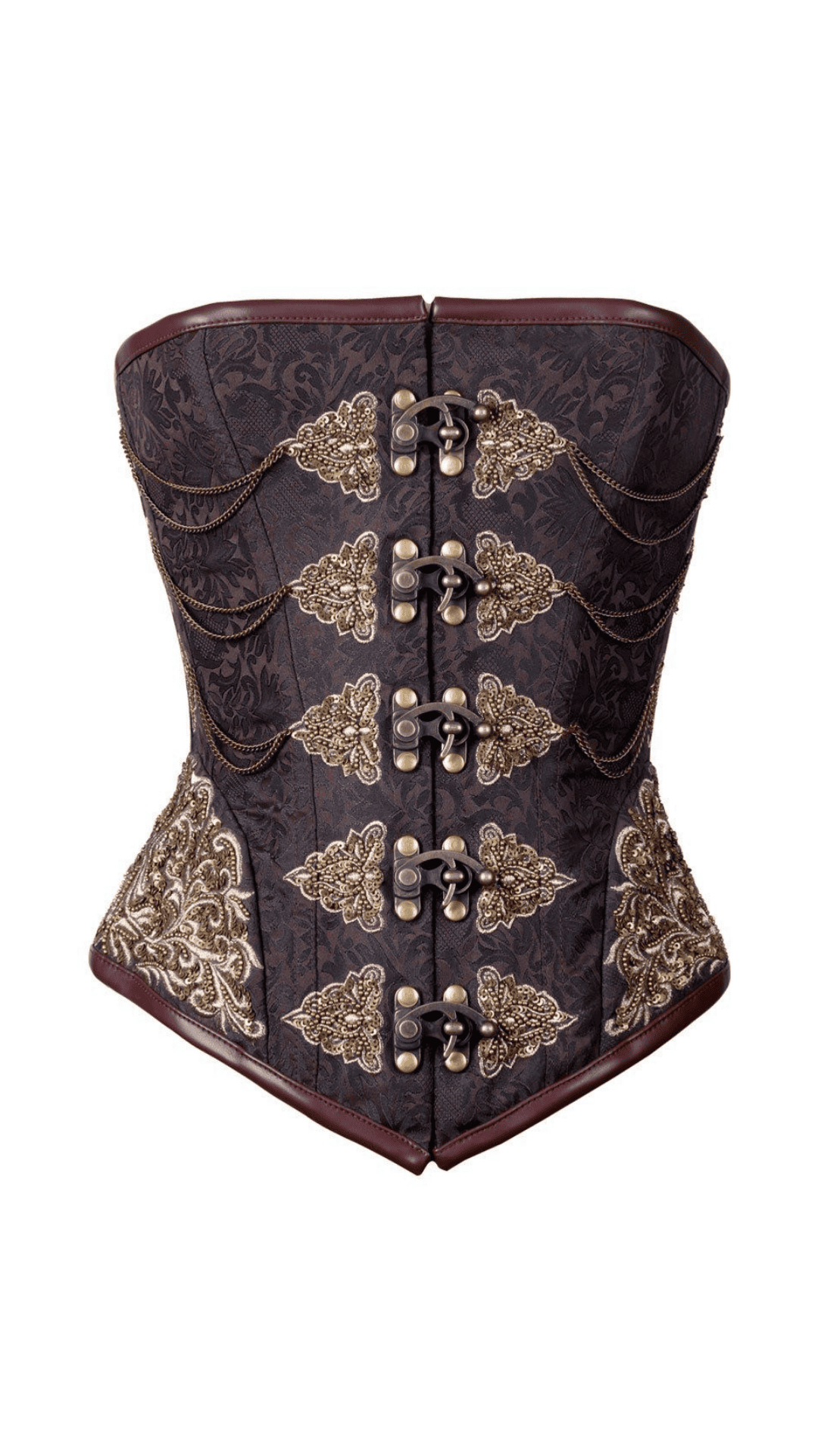 Naughty Kitten Clothing Shaylee Embroidered Chain Corset Front View