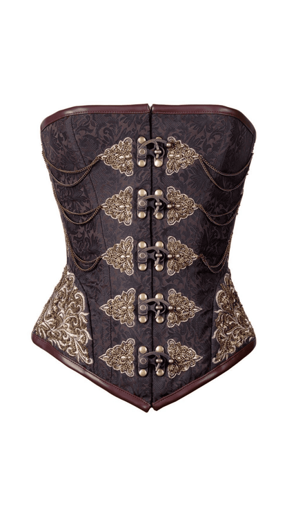 Naughty Kitten Clothing Shaylee Embroidered Chain Corset Front View