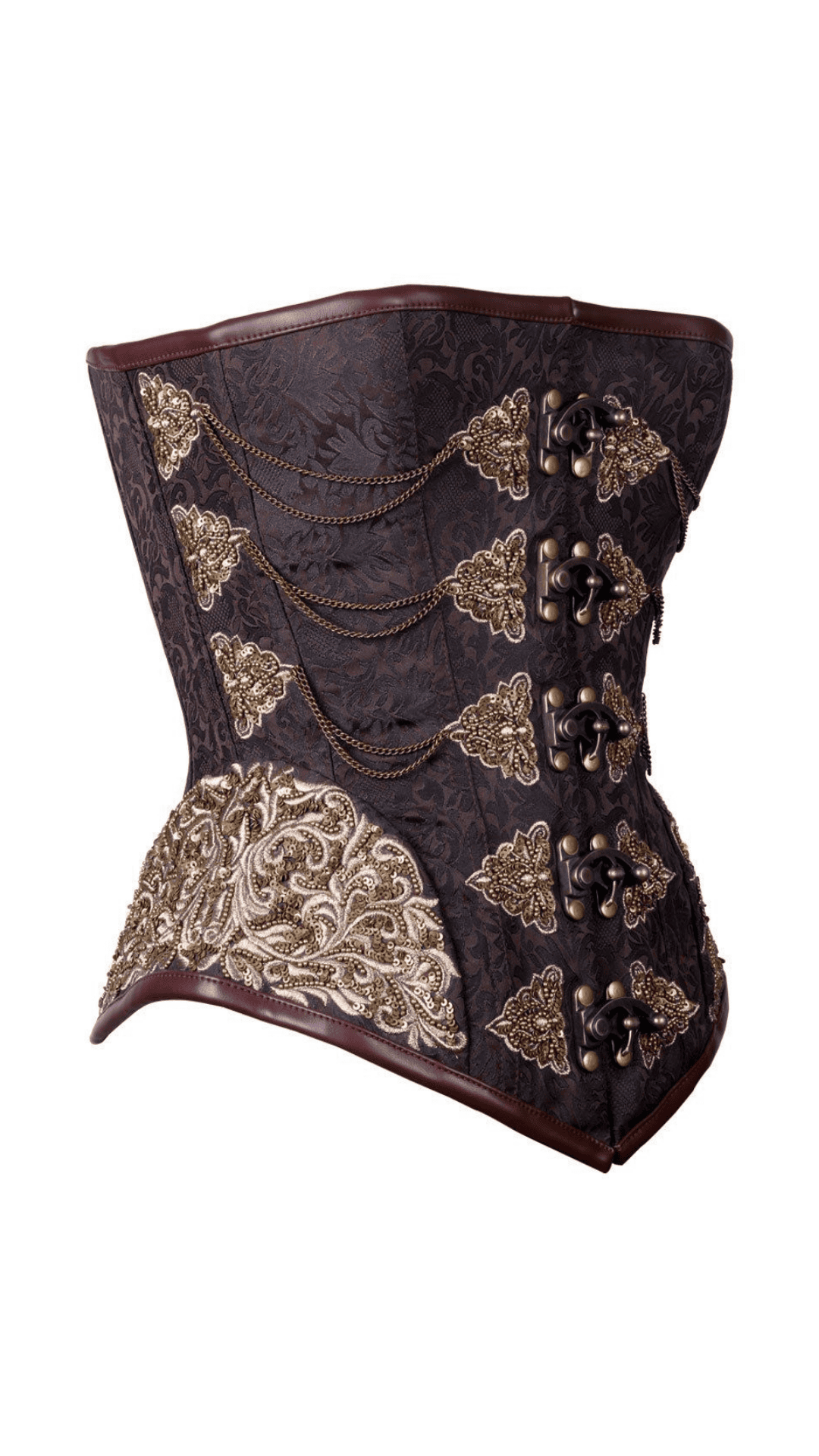 Naughty Kitten Clothing Shaylee Embroidered Chain Corset Side View