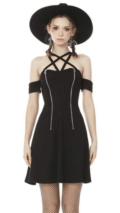 Naughty Kitten Clothing Sinister Hex Dress Front View Alternative Gothic Women's Wear Dress