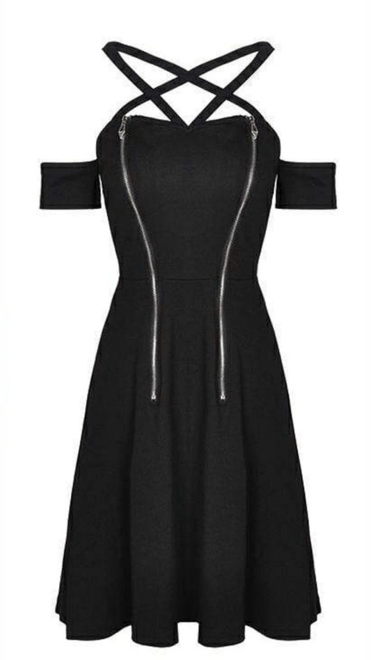 Naughty Kitten Clothing Sinister Hex Dress Front View Alternative Gothic Women's Wear Dress
