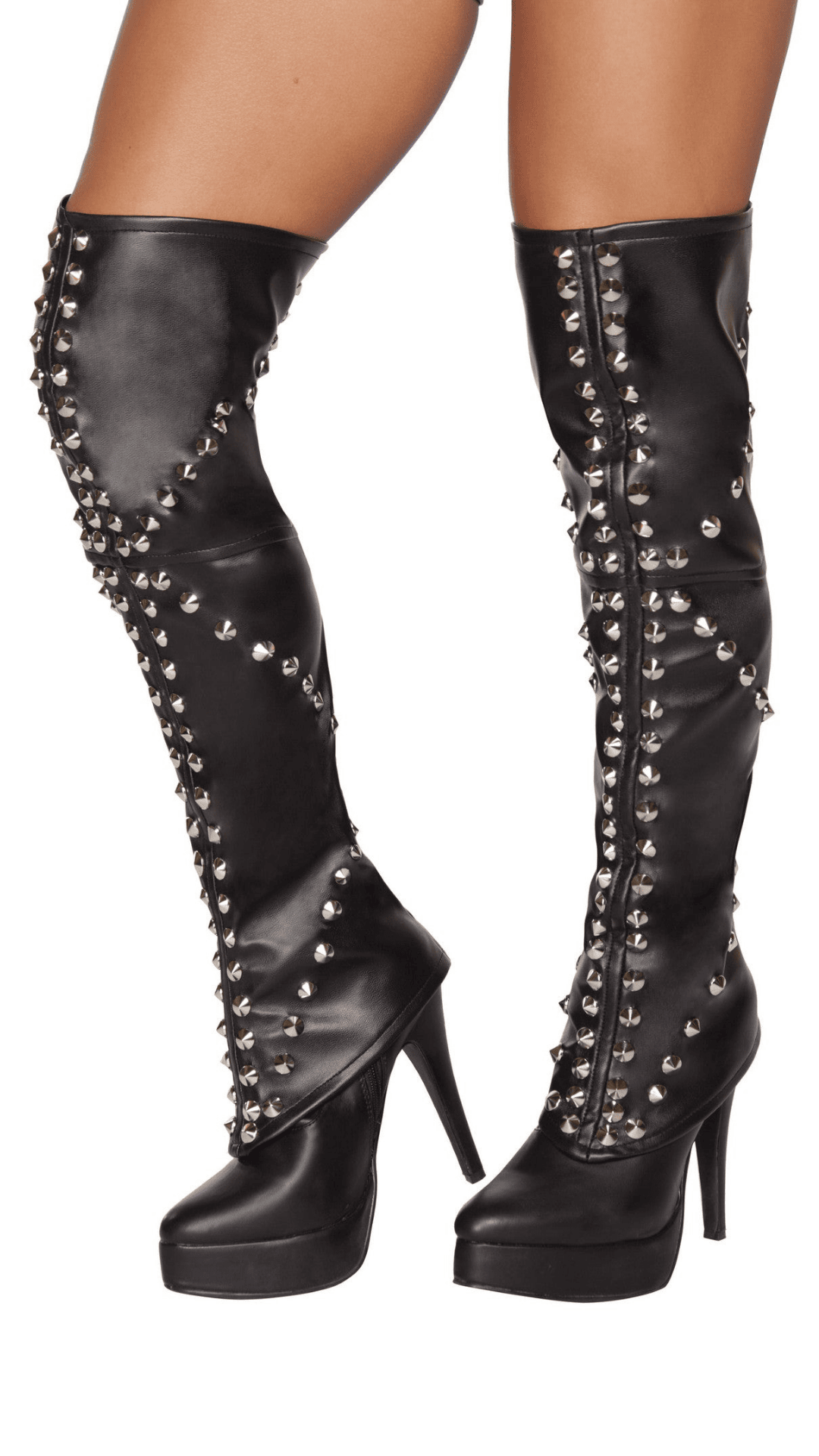 Naughty Kitten Halloween Costume Accessories Spike Studded Leggings Front View