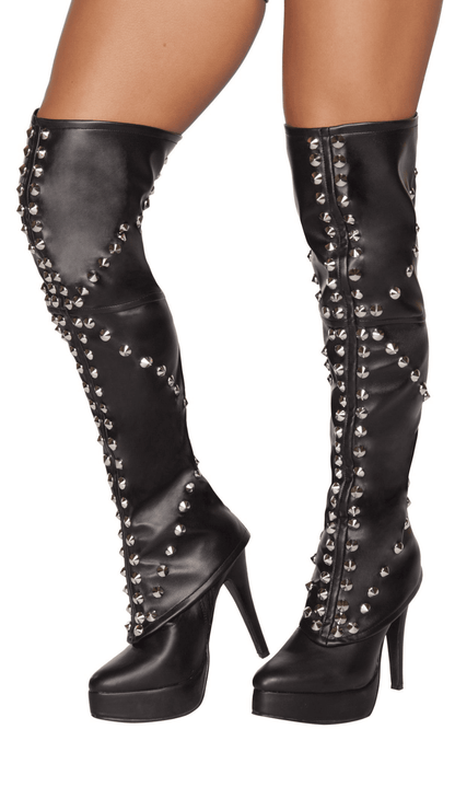 Naughty Kitten Halloween Costume Accessories Spike Studded Leggings Front View