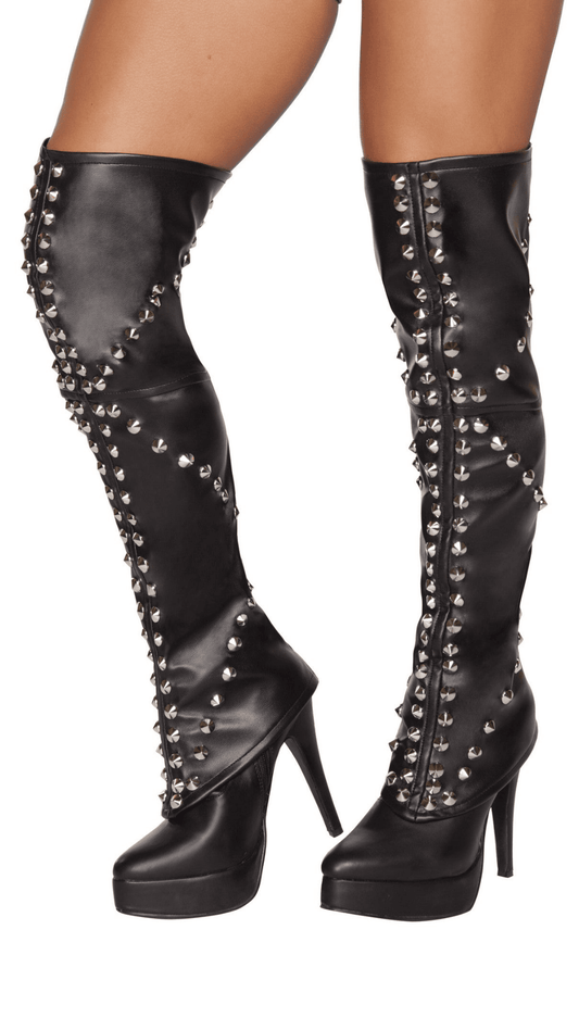 Naughty Kitten Halloween Costume Accessories Spike Studded Leggings Front View