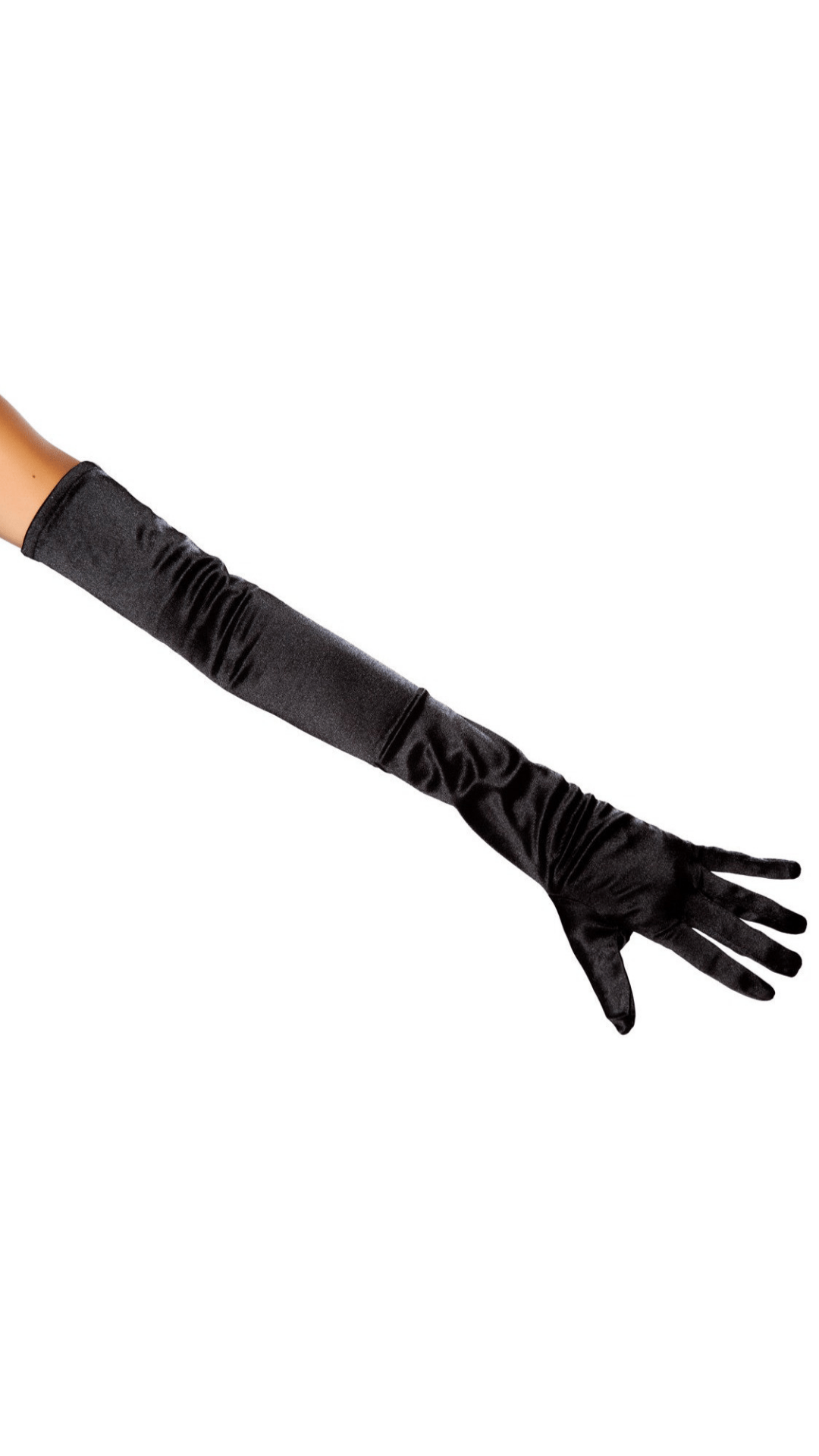  Naughty Kitten Clothing (4 Colours) Stretch Satin Gloves Black Front View Halloween Costume Accessories